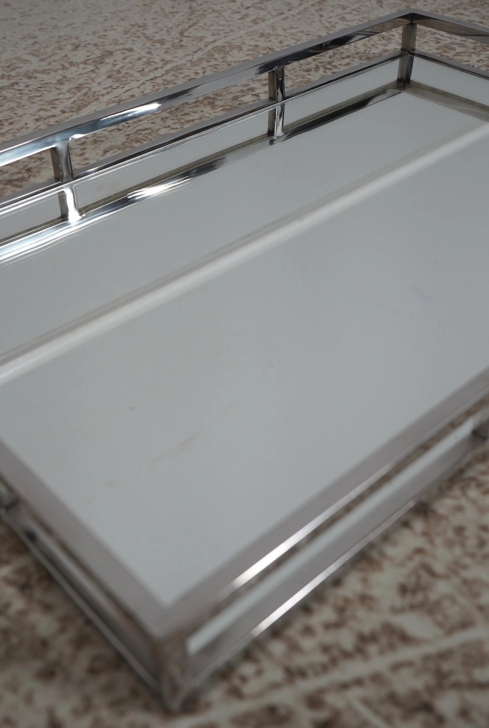 Modern Design Polished Chrome Dresser Top Mirror Tray - 6