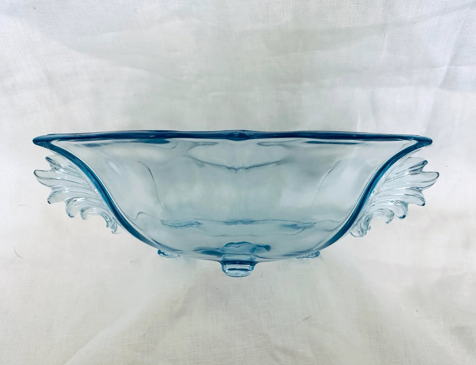 Fostoria "Baroque Blue" Bowl W/Matching Candle Holders-Set of 3 - 4