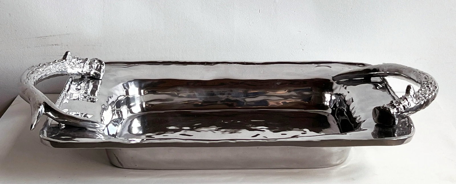 Large Vintage Polished Aluminum Antler Serving Tray - 5