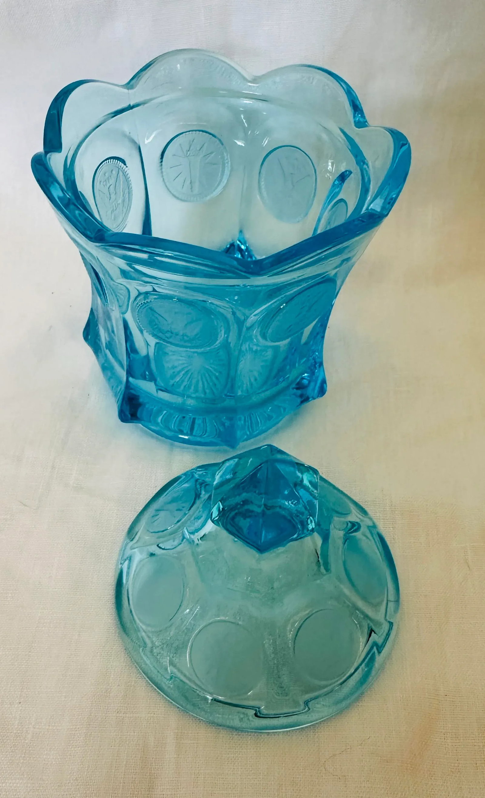 Fostoria Coin Glass Dark Blue (Older) Candy Dish - 2