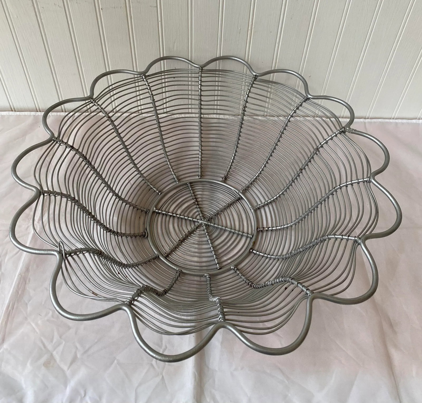 Late 20th Century Large Industrial Style Grey Wire Centerpiece Basket - 2