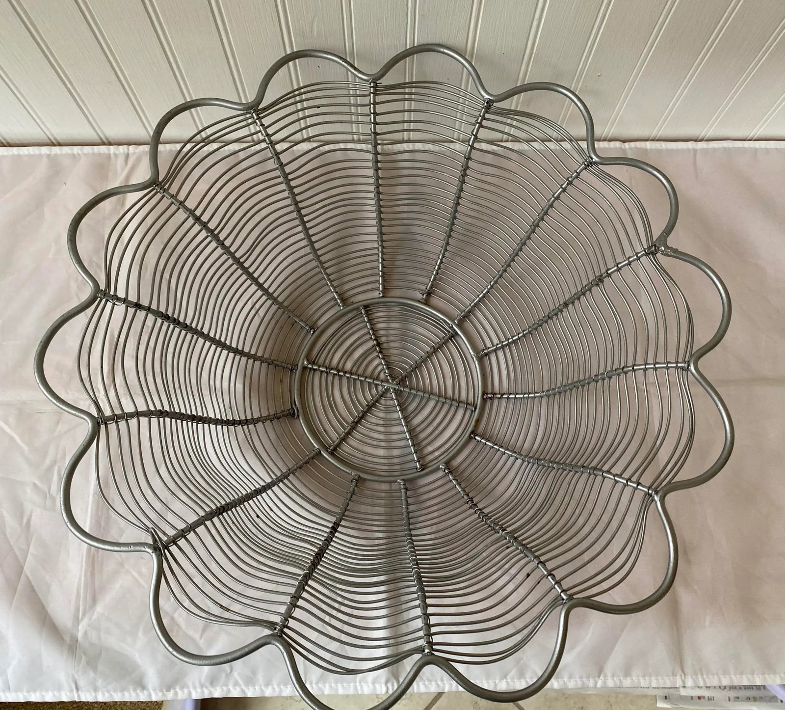 Late 20th Century Large Industrial Style Grey Wire Centerpiece Basket - 4