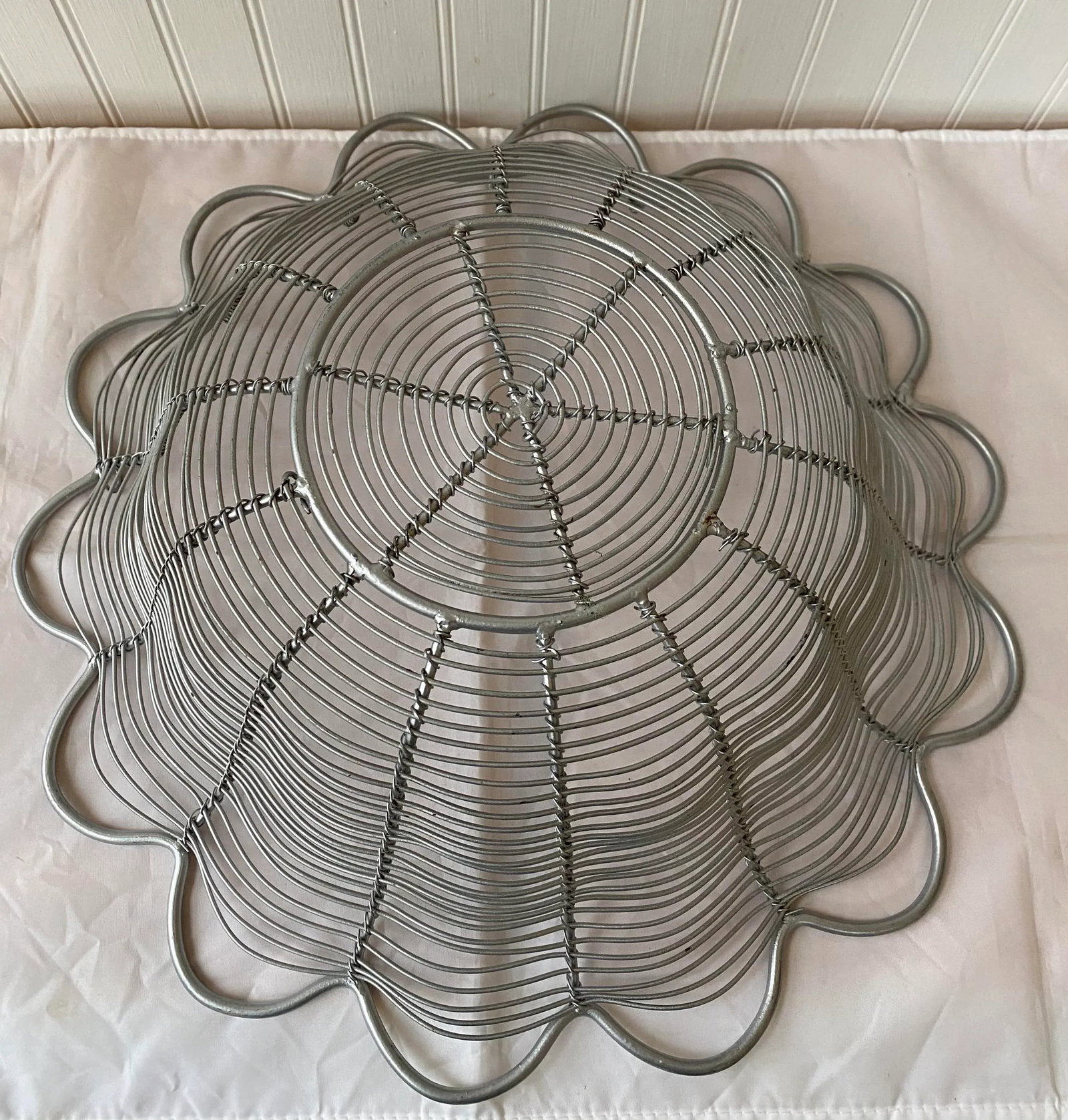 Late 20th Century Large Industrial Style Grey Wire Centerpiece Basket - 7