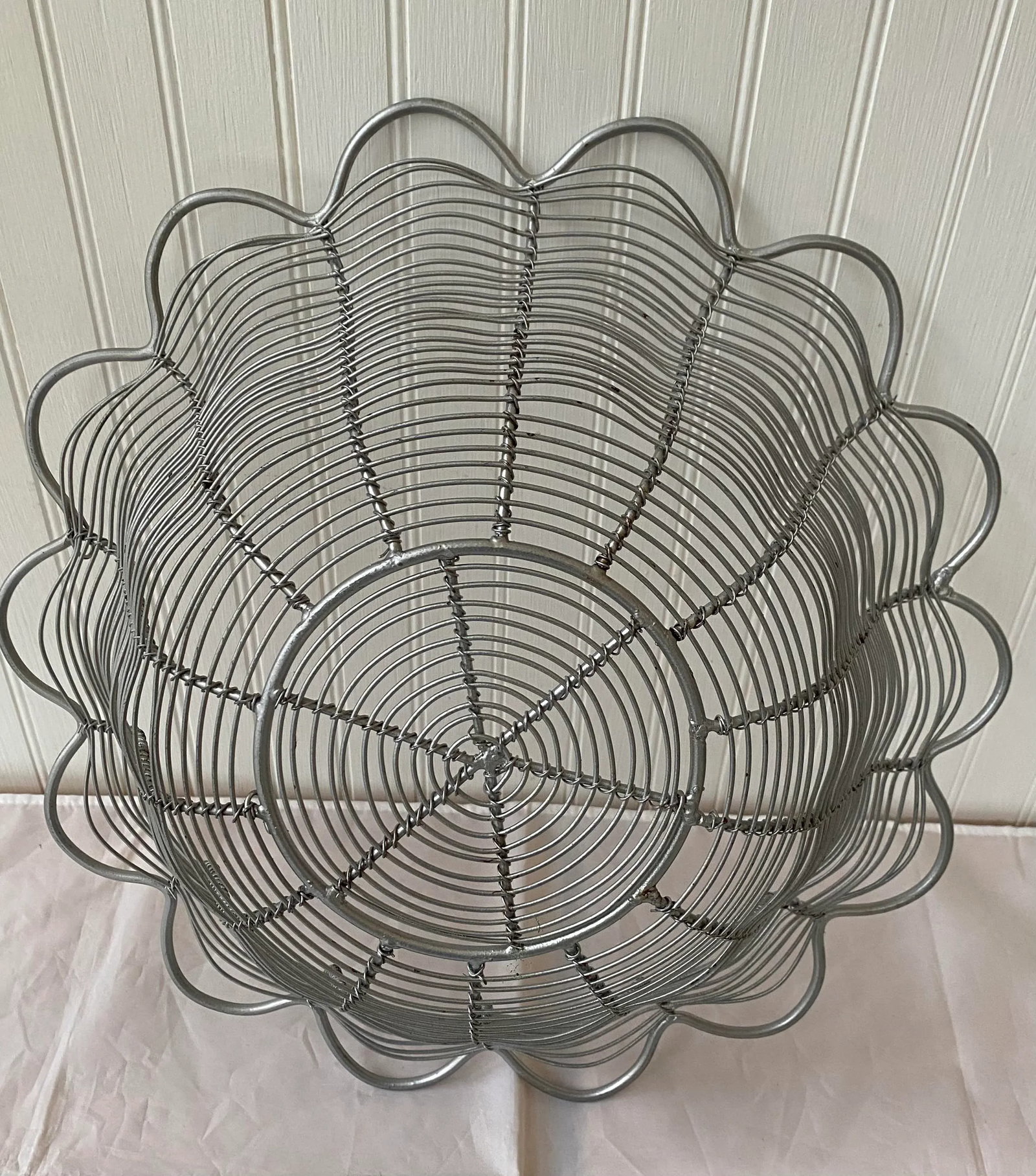 Late 20th Century Large Industrial Style Grey Wire Centerpiece Basket - 8