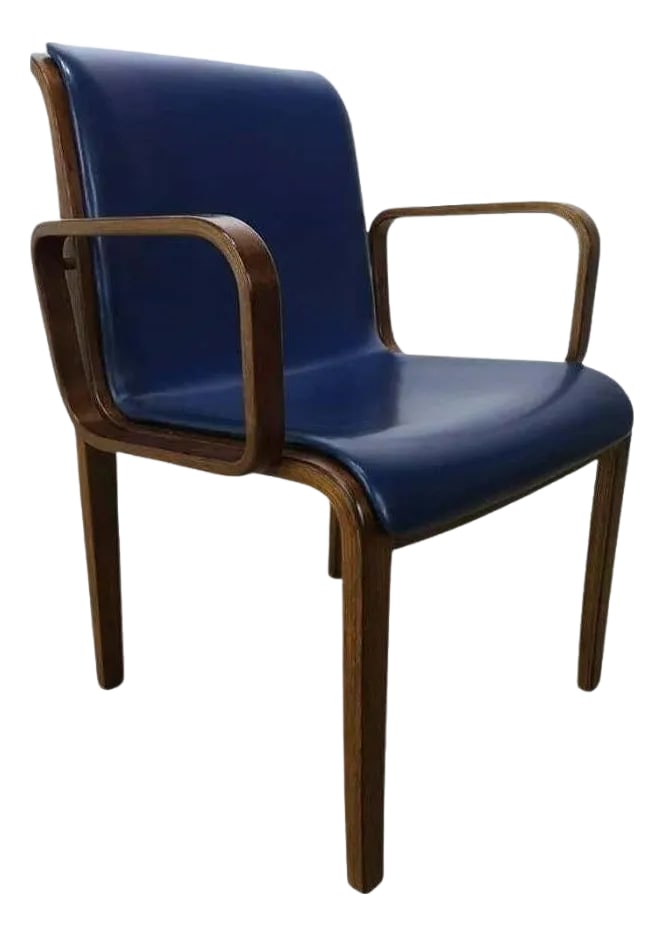 Bill Stephens for Knoll Dining Chair: Bill Stephens for Knoll dining chair, bentwood and blue Naugahyde seats. Condition: Alterations: Original Condition Unaltered Imperfections: Some Imperfections Condition Notes: Good Wear consistent