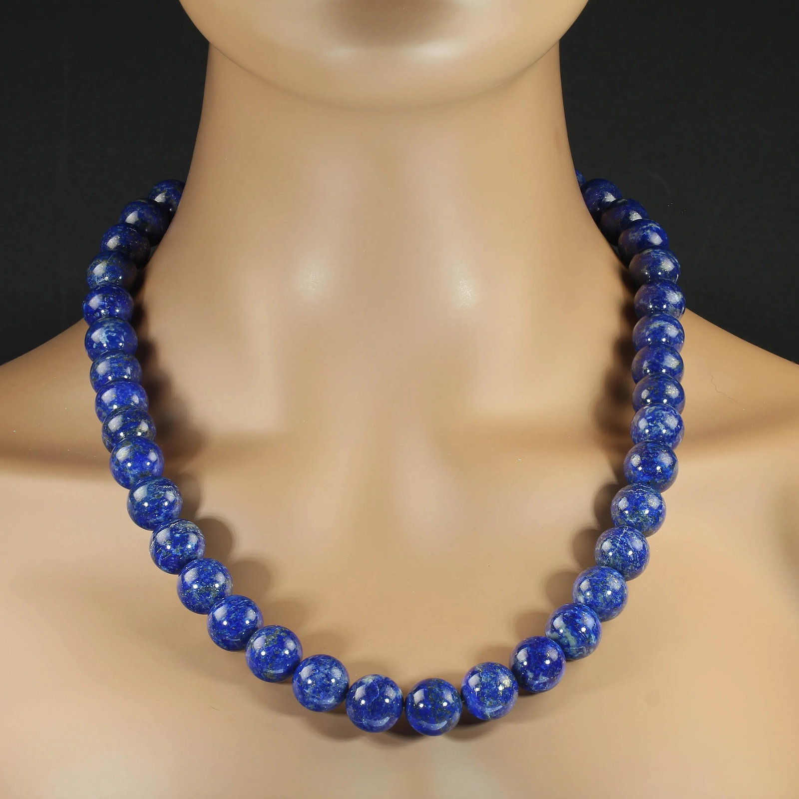 Ajd 23 Inch 14mm Round Smooth Lovely Lapis Lazuli Necklace - 2