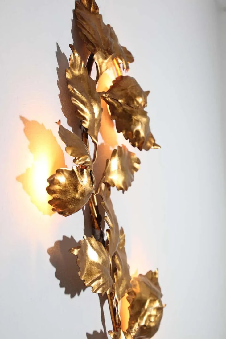 1960s Italian Hollywood Regency Gilt Metal Wall Sconce by S. Salvadori - 3