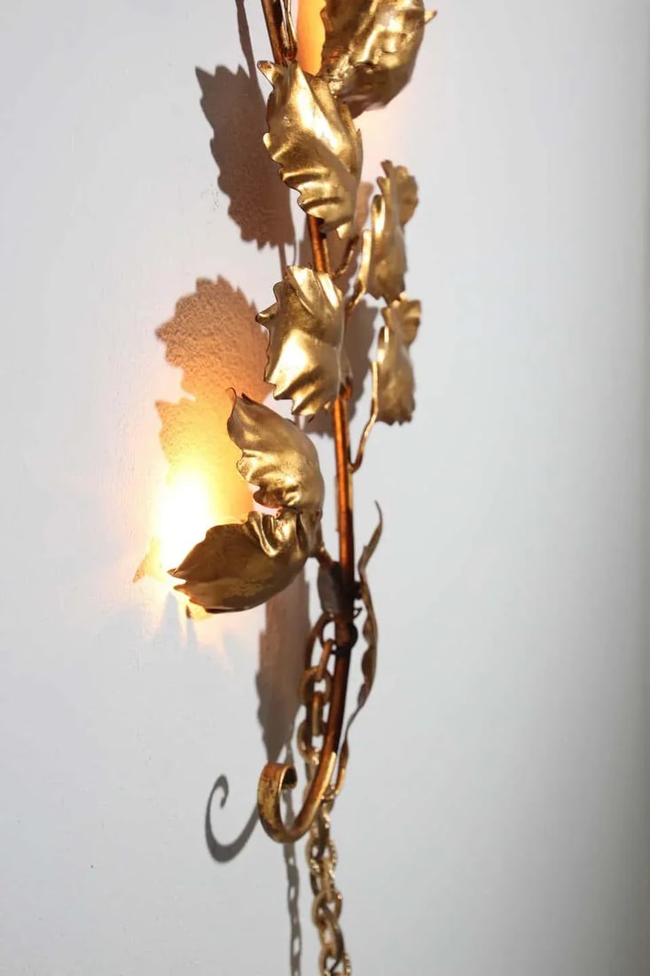 1960s Italian Hollywood Regency Gilt Metal Wall Sconce by S. Salvadori - 6