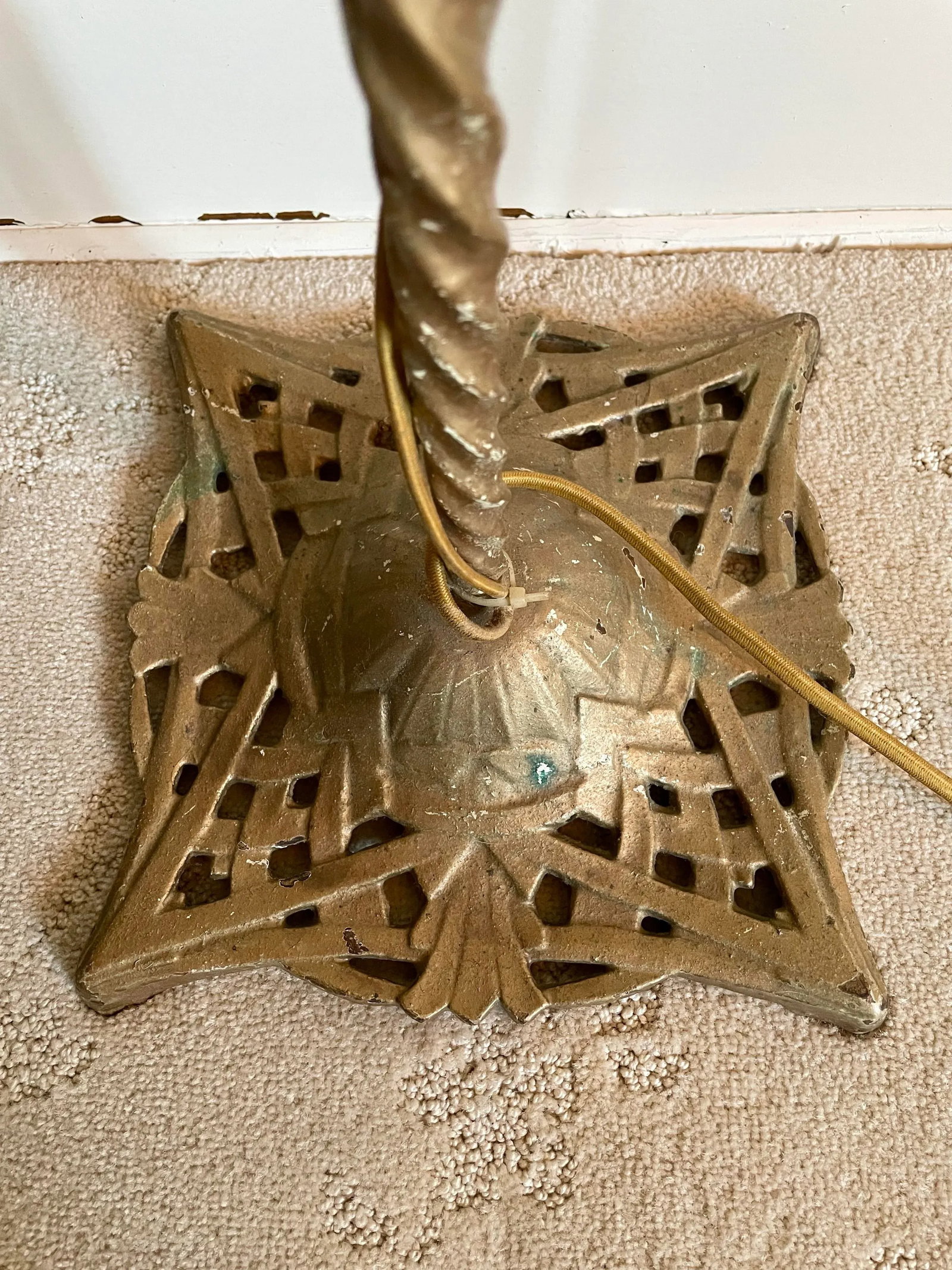 Early 20th Century Art Deco Floor Bridge Lamp With Painted Shade - 11