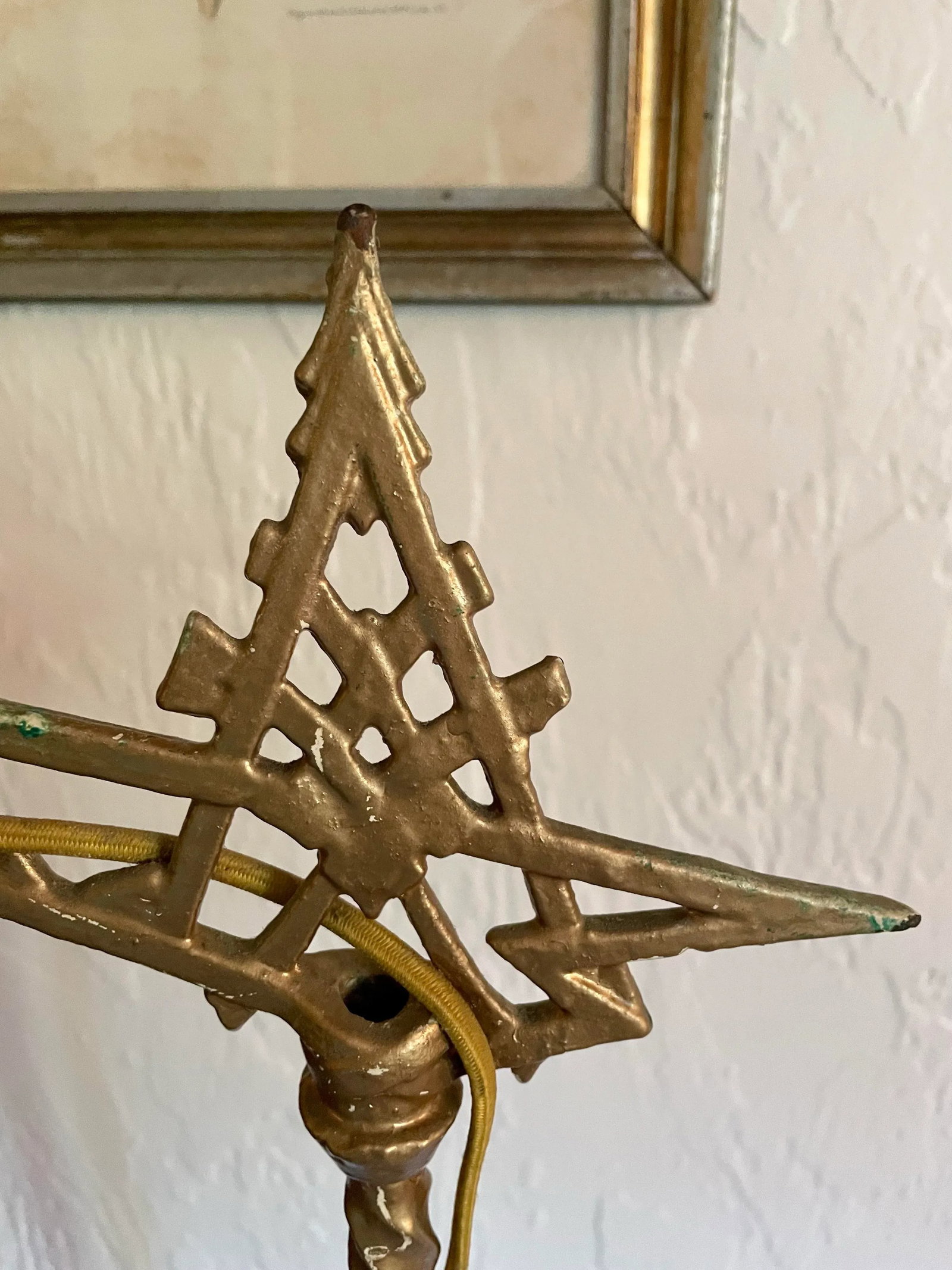 Early 20th Century Art Deco Floor Bridge Lamp With Painted Shade - 7