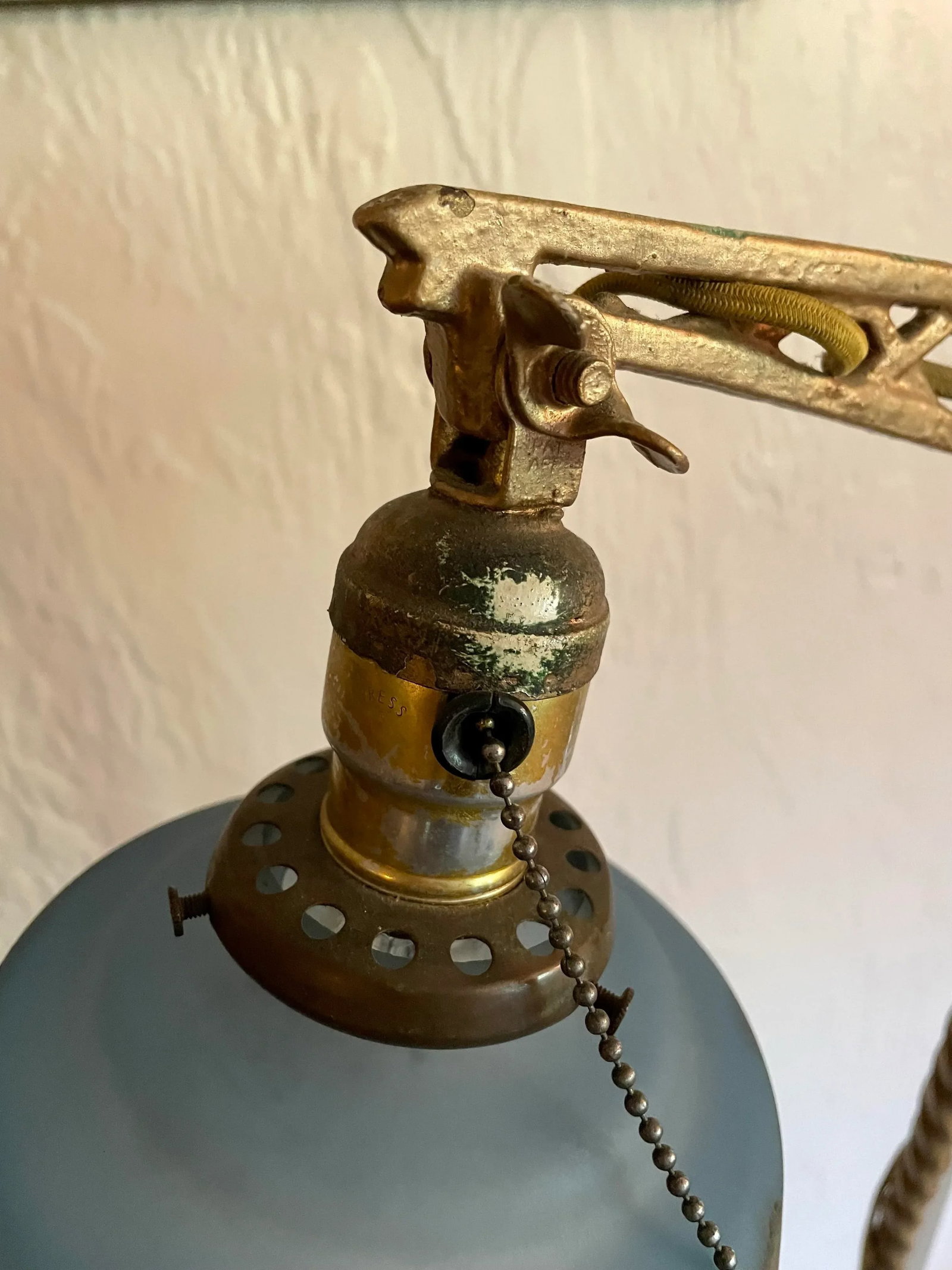 Early 20th Century Art Deco Floor Bridge Lamp With Painted Shade - 8