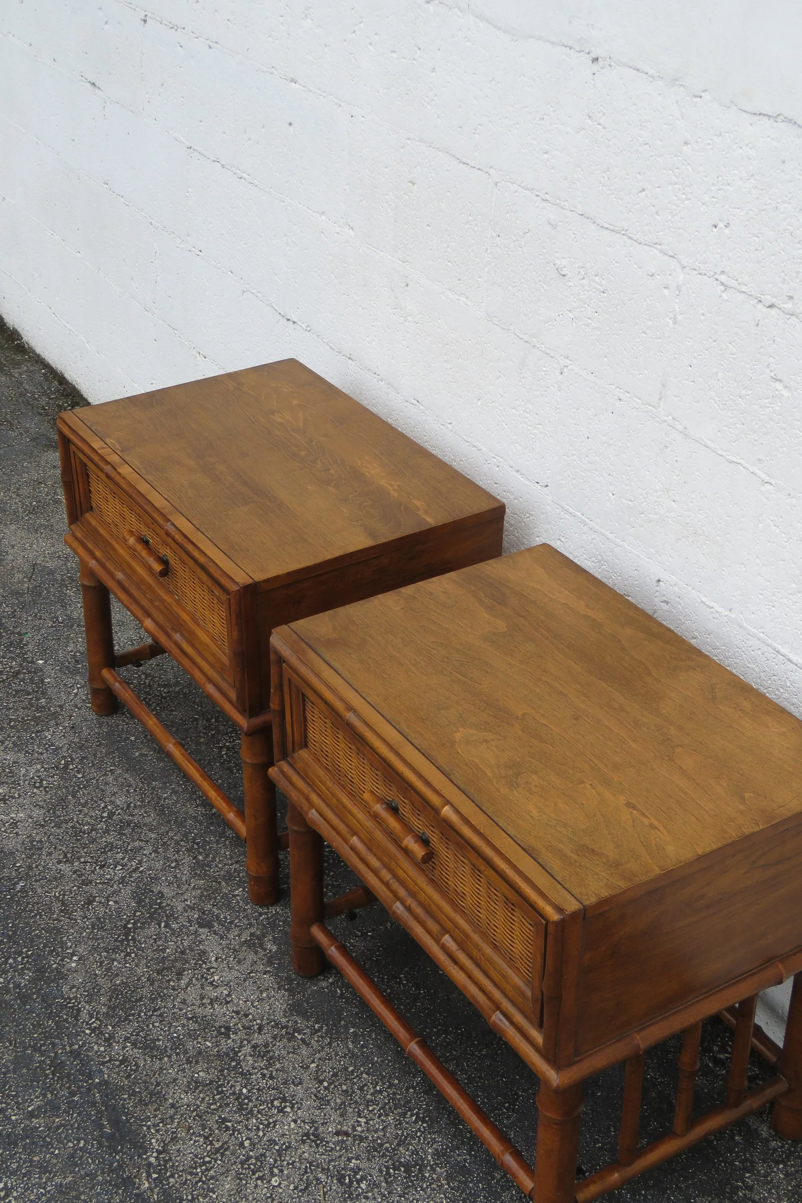 American of Martinsville Hollywood Regency Bamboo Nightstands End Tables a Pair 6122 - 11