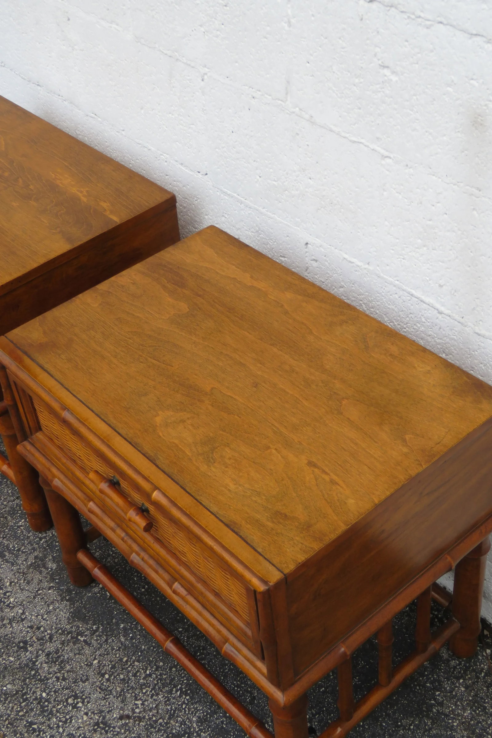 American of Martinsville Hollywood Regency Bamboo Nightstands End Tables a Pair 6122 - 15