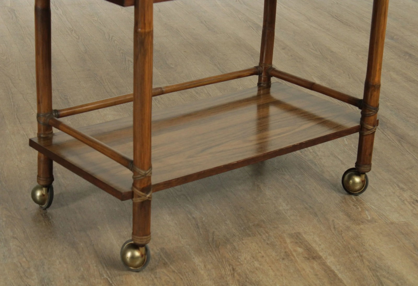 McGuire of Sanfrancisco Vintage Rattan Drop Leaf Bar Cart Server - 12