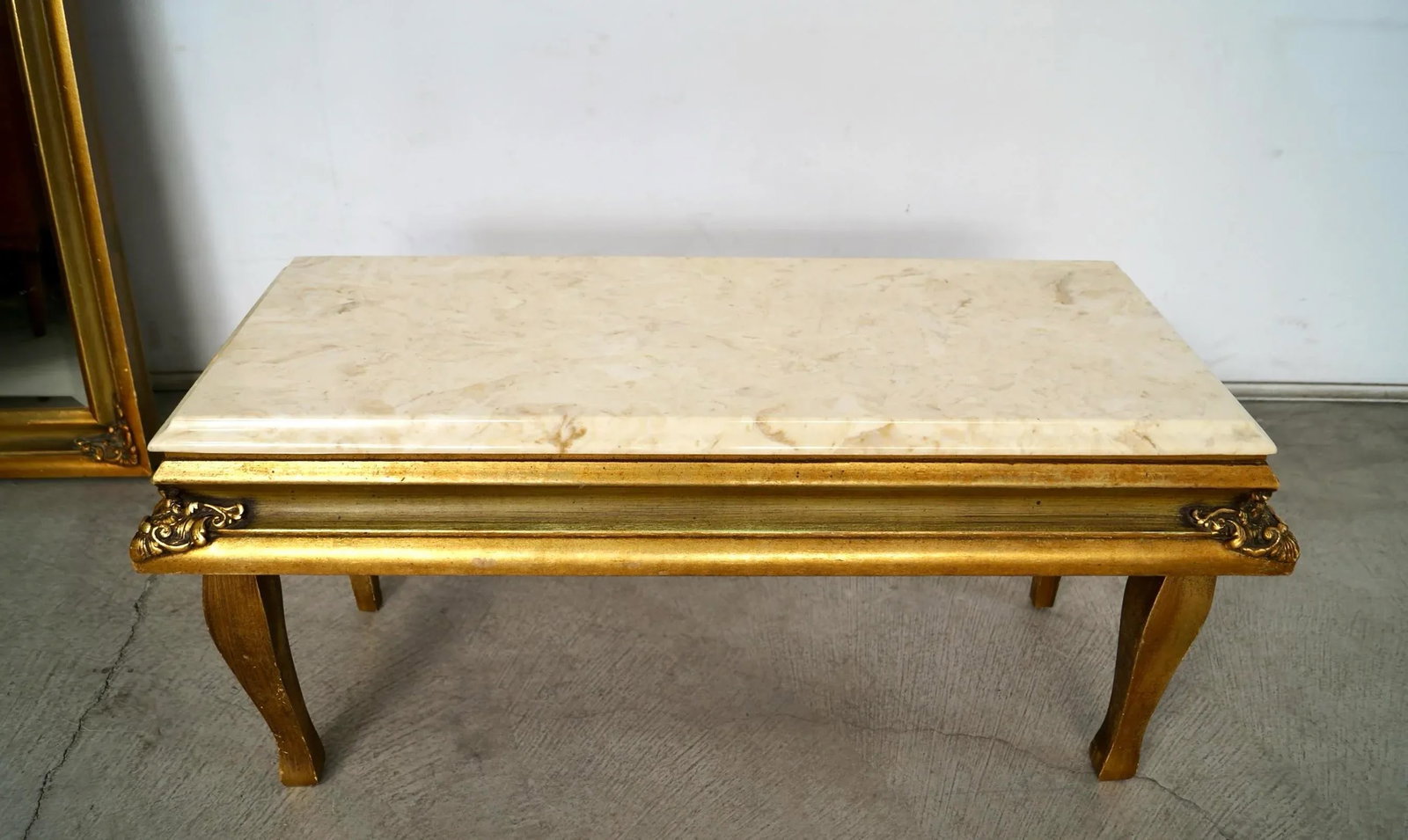 1960's Hollywood Regency Vanity Gilded Pier Mirror With Surmounting Table - 8