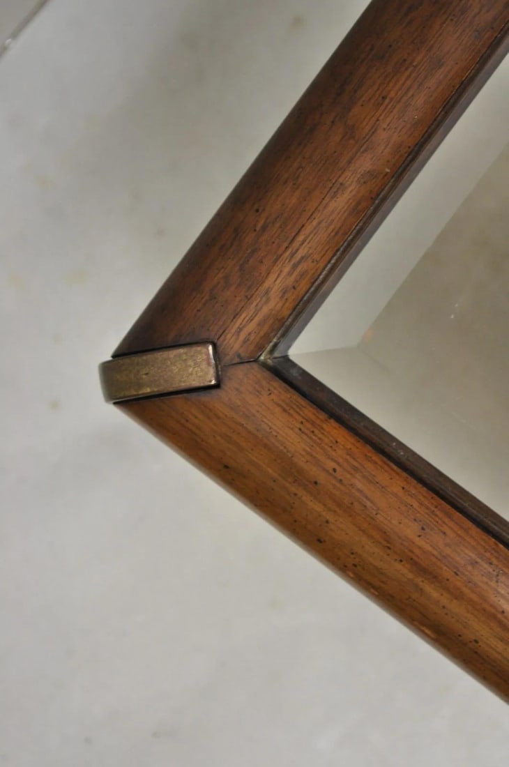 Vintage Lane Mid Century Modern Sculpted Brass Metal Wood Glass Top Coffee Table - 11
