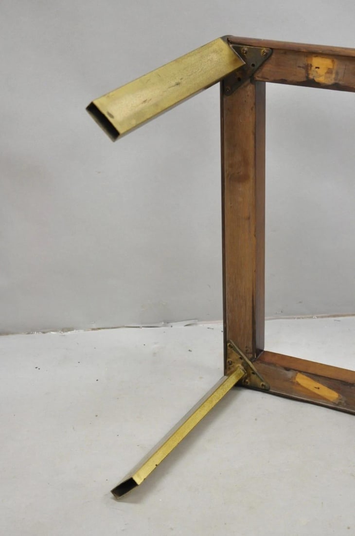 Vintage Lane Mid Century Modern Sculpted Brass Metal Wood Glass Top Coffee Table - 12