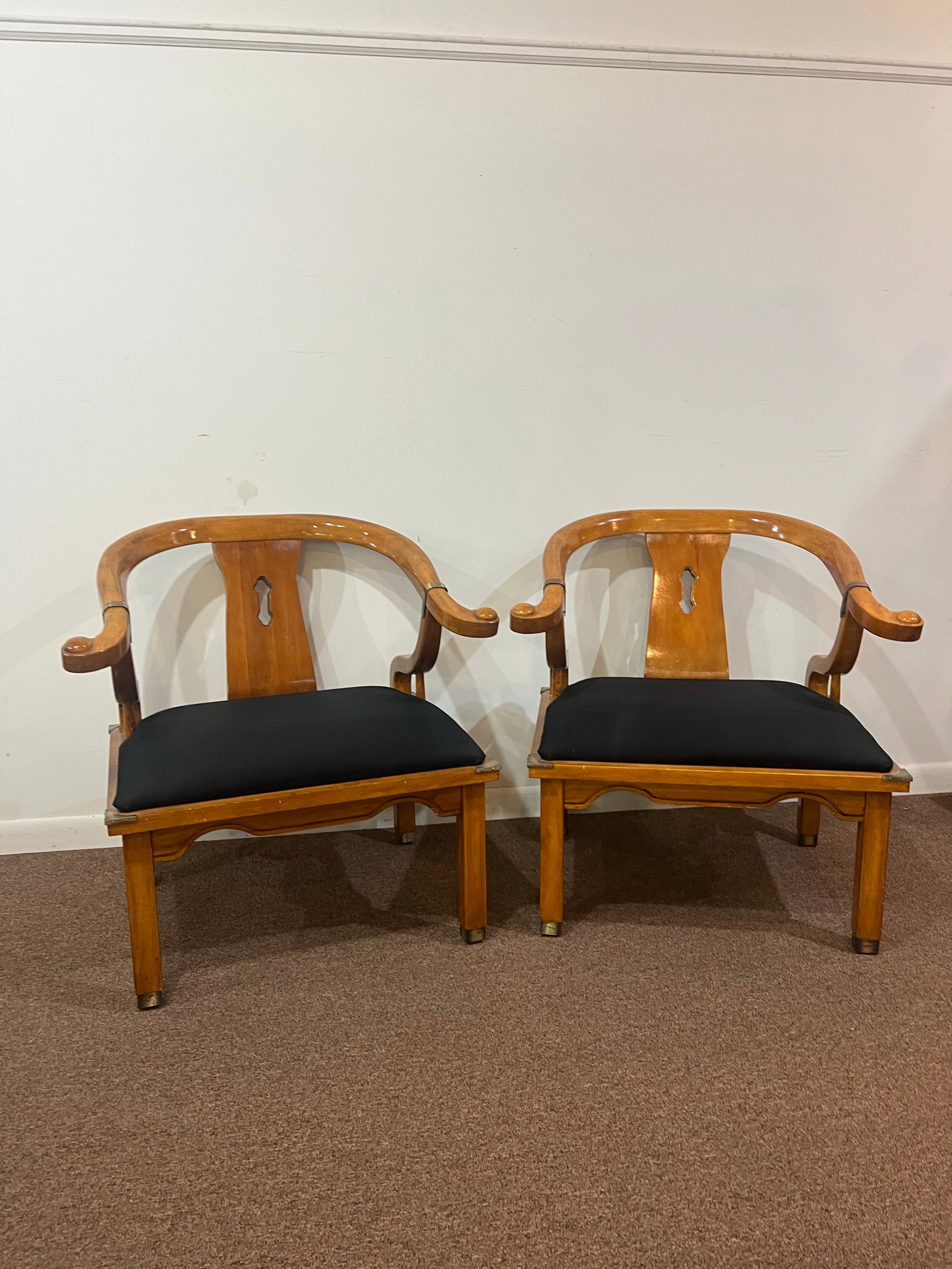 James Mont Style MCM Horseshoe Club Chairs Set of 2 - 2