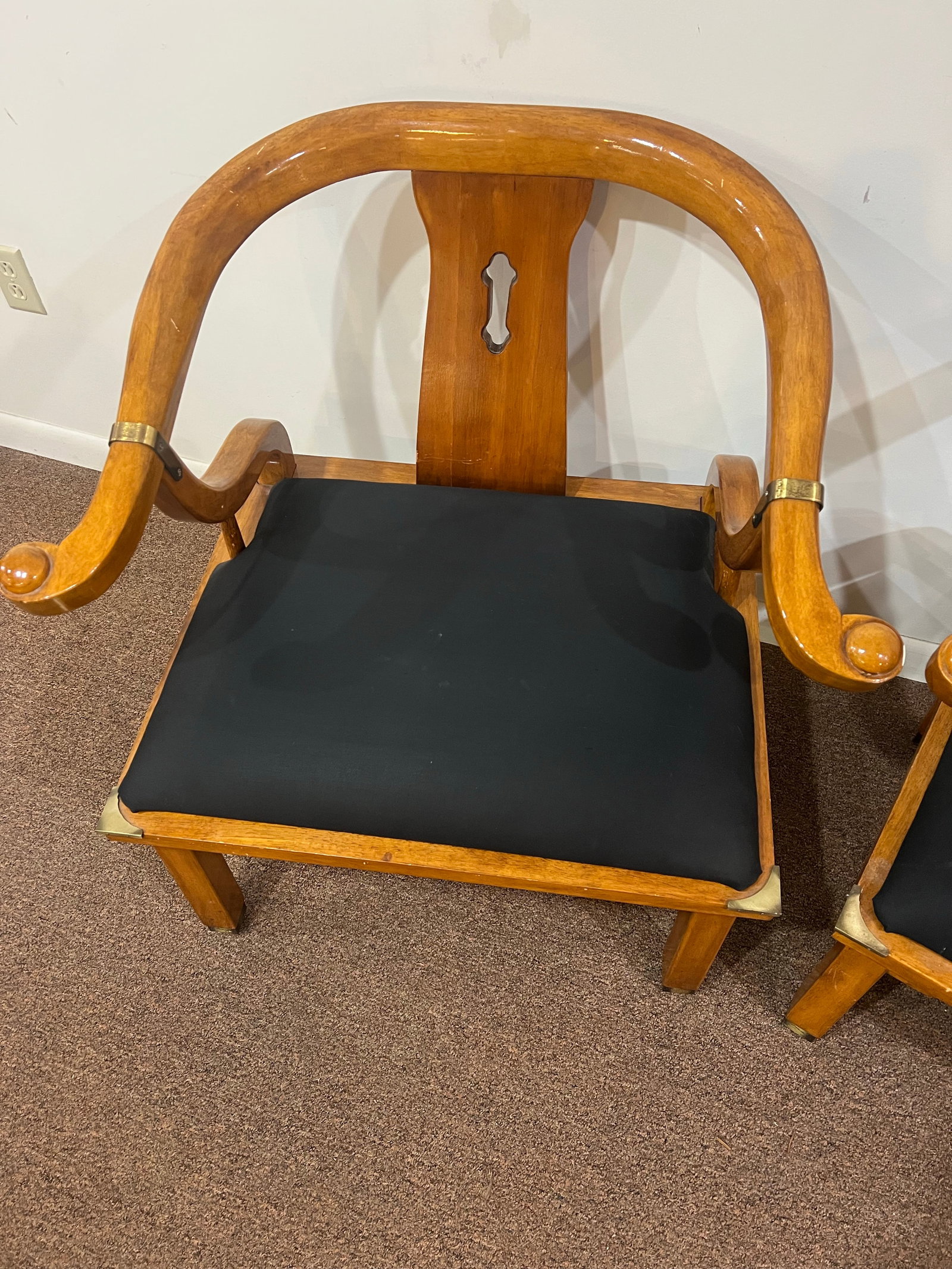 James Mont Style MCM Horseshoe Club Chairs Set of 2 - 3