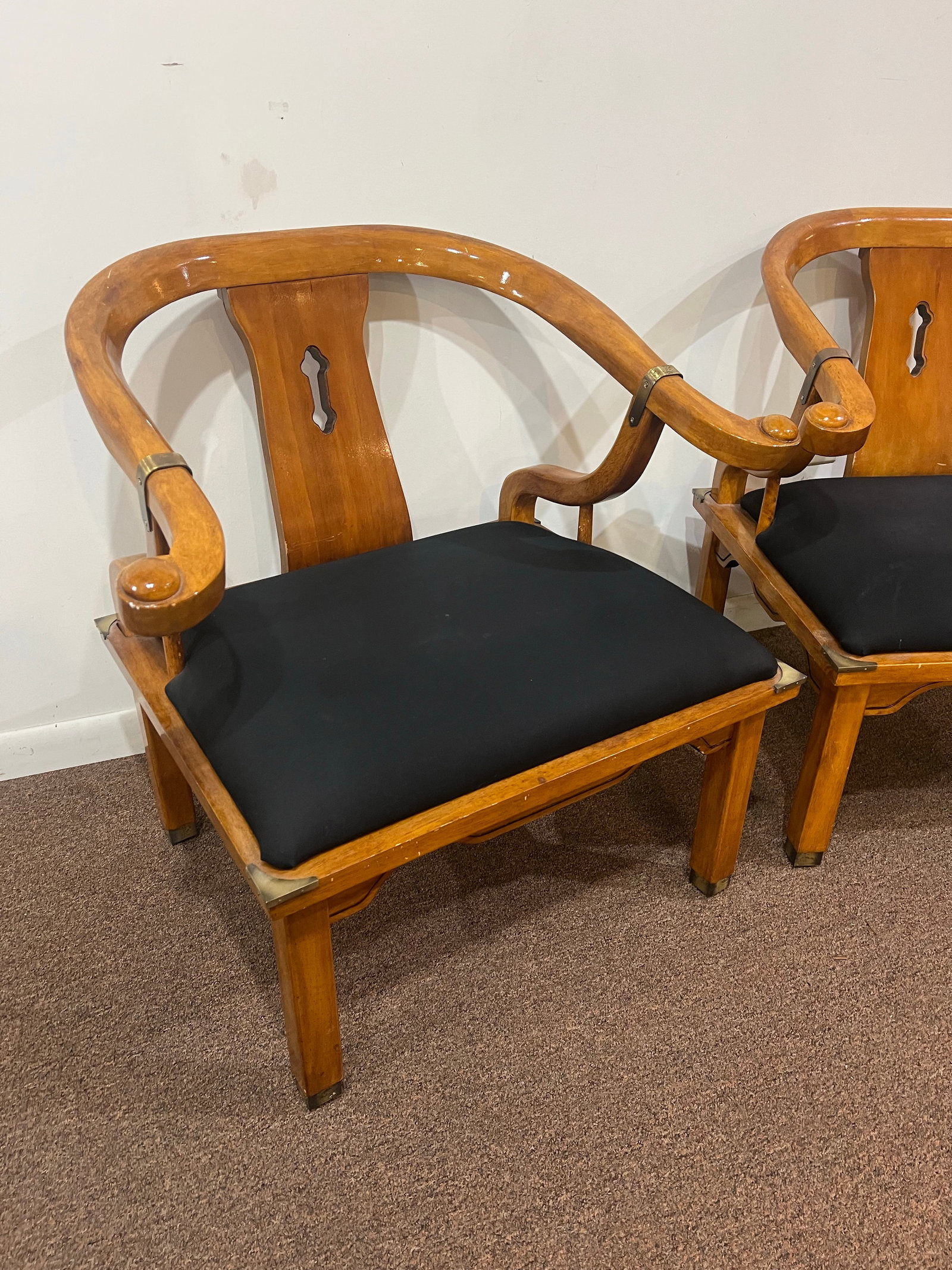 James Mont Style MCM Horseshoe Club Chairs Set of 2 - 5