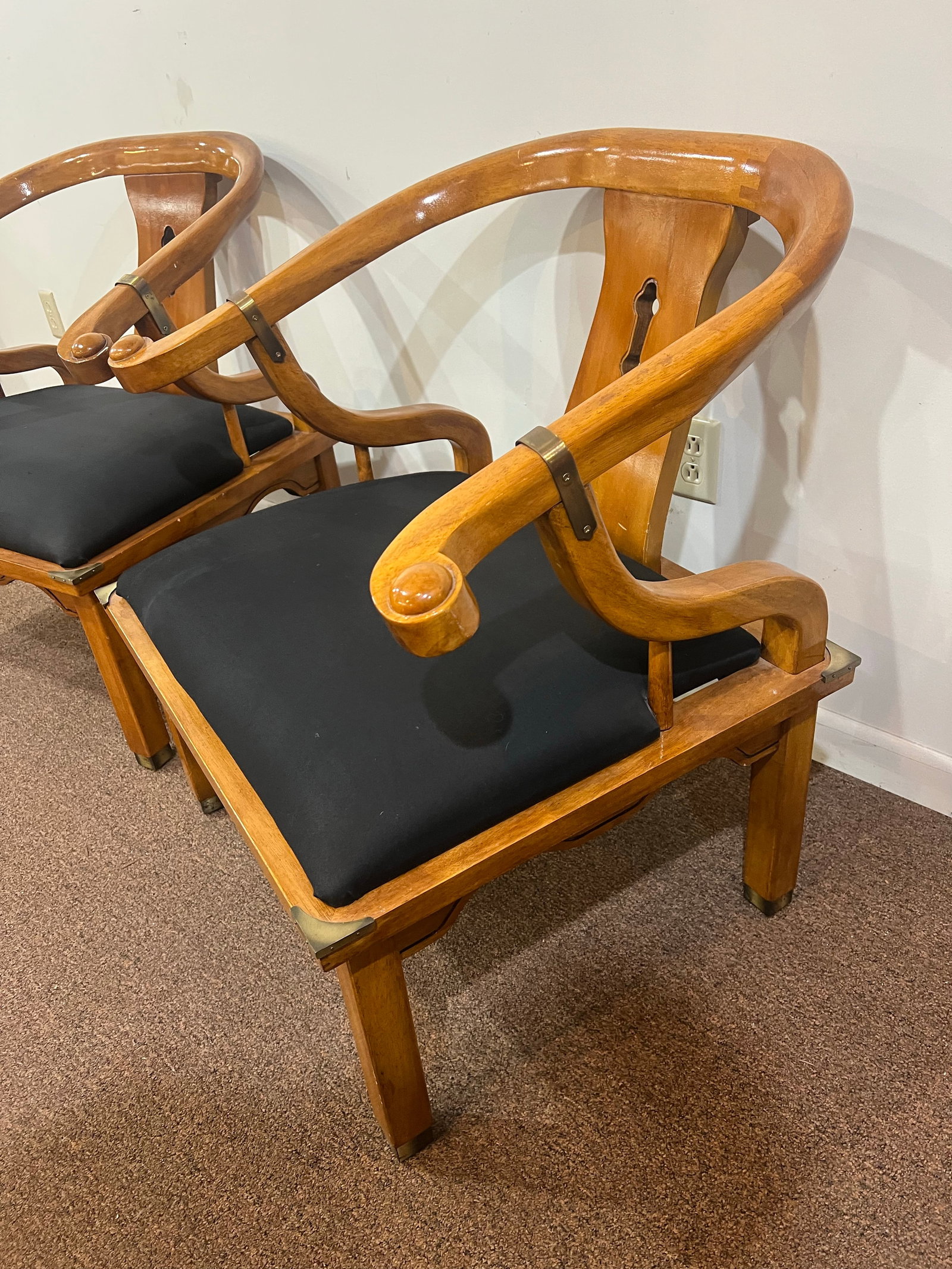 James Mont Style MCM Horseshoe Club Chairs Set of 2 - 6