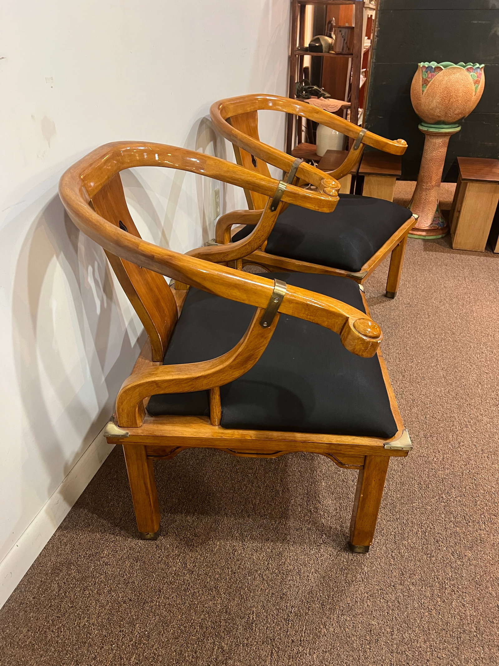 James Mont Style MCM Horseshoe Club Chairs Set of 2 - 7