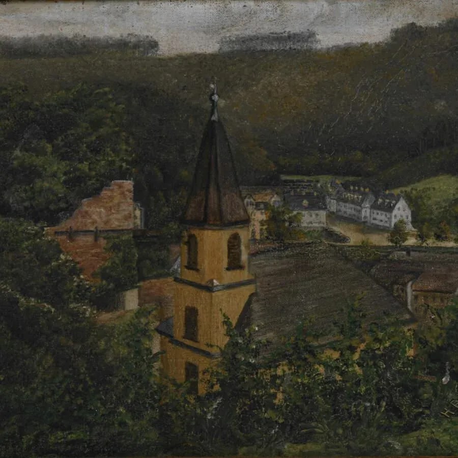 Framed Oil on Board of H. Rossler's "Landscape and Buildings Exterior View" - 2