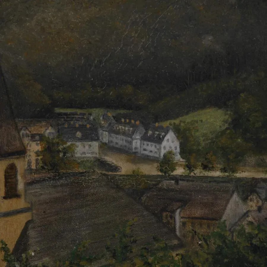 Framed Oil on Board of H. Rossler's "Landscape and Buildings Exterior View" - 3