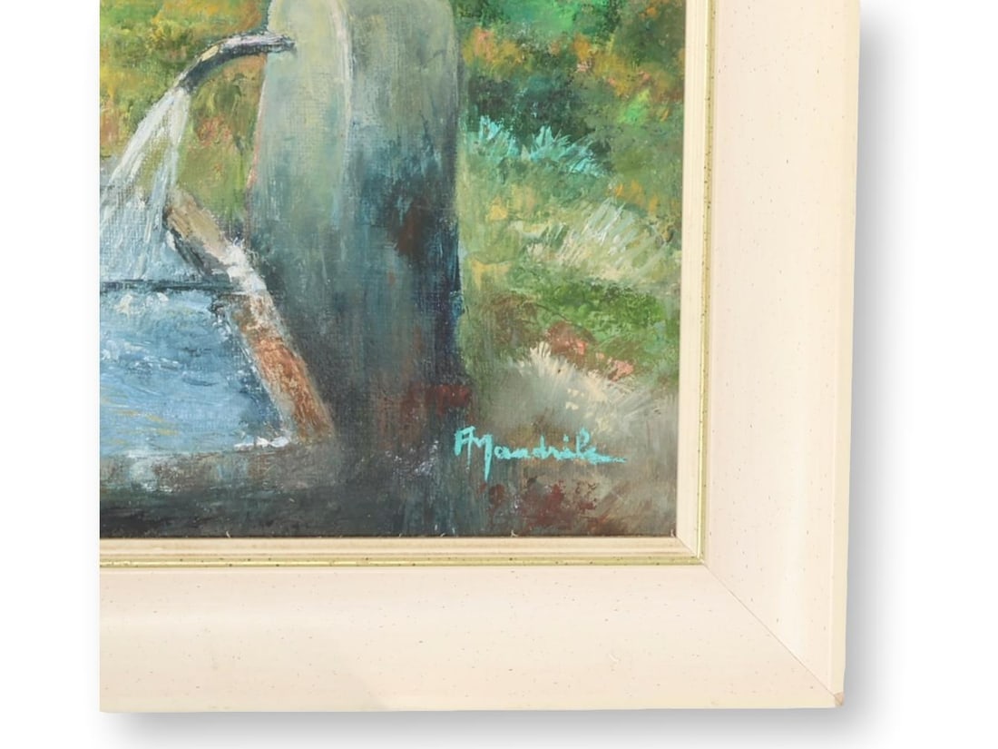 French Village Scene w/Fountain Painting - 2