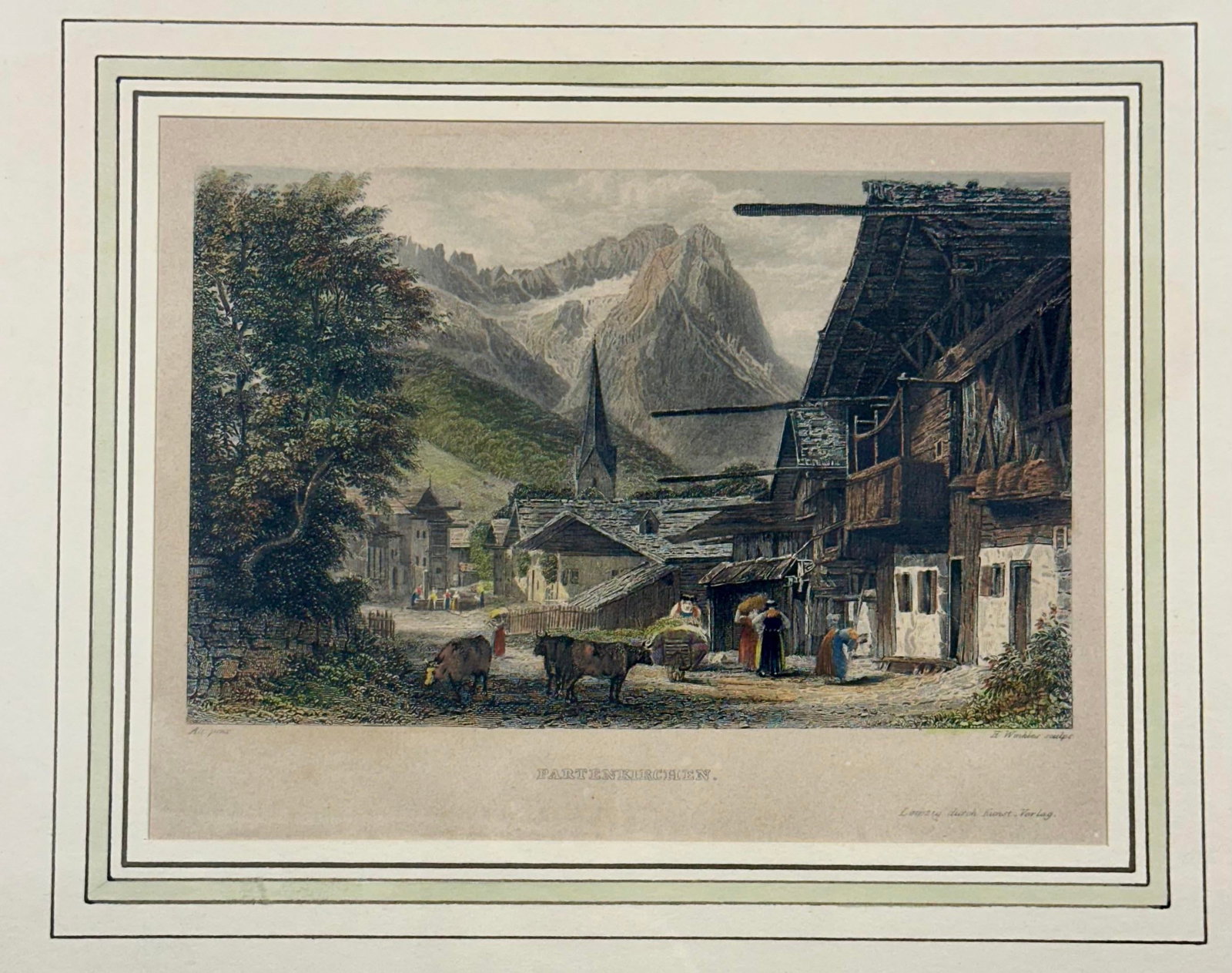 Partenkirchen, Germany (Bavarian Alps), Original Print, 1840 (Framed) - 4