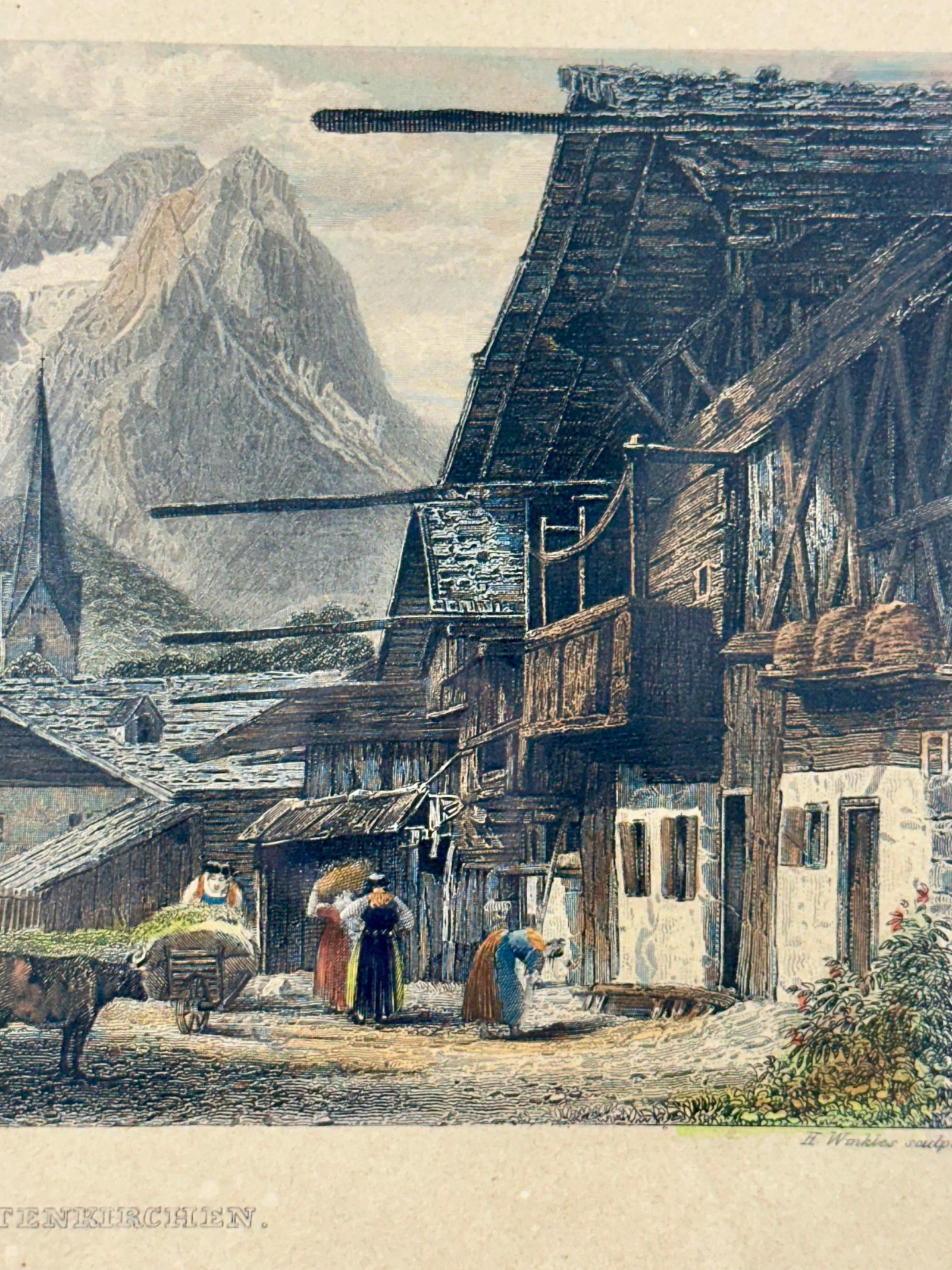 Partenkirchen, Germany (Bavarian Alps), Original Print, 1840 (Framed) - 6