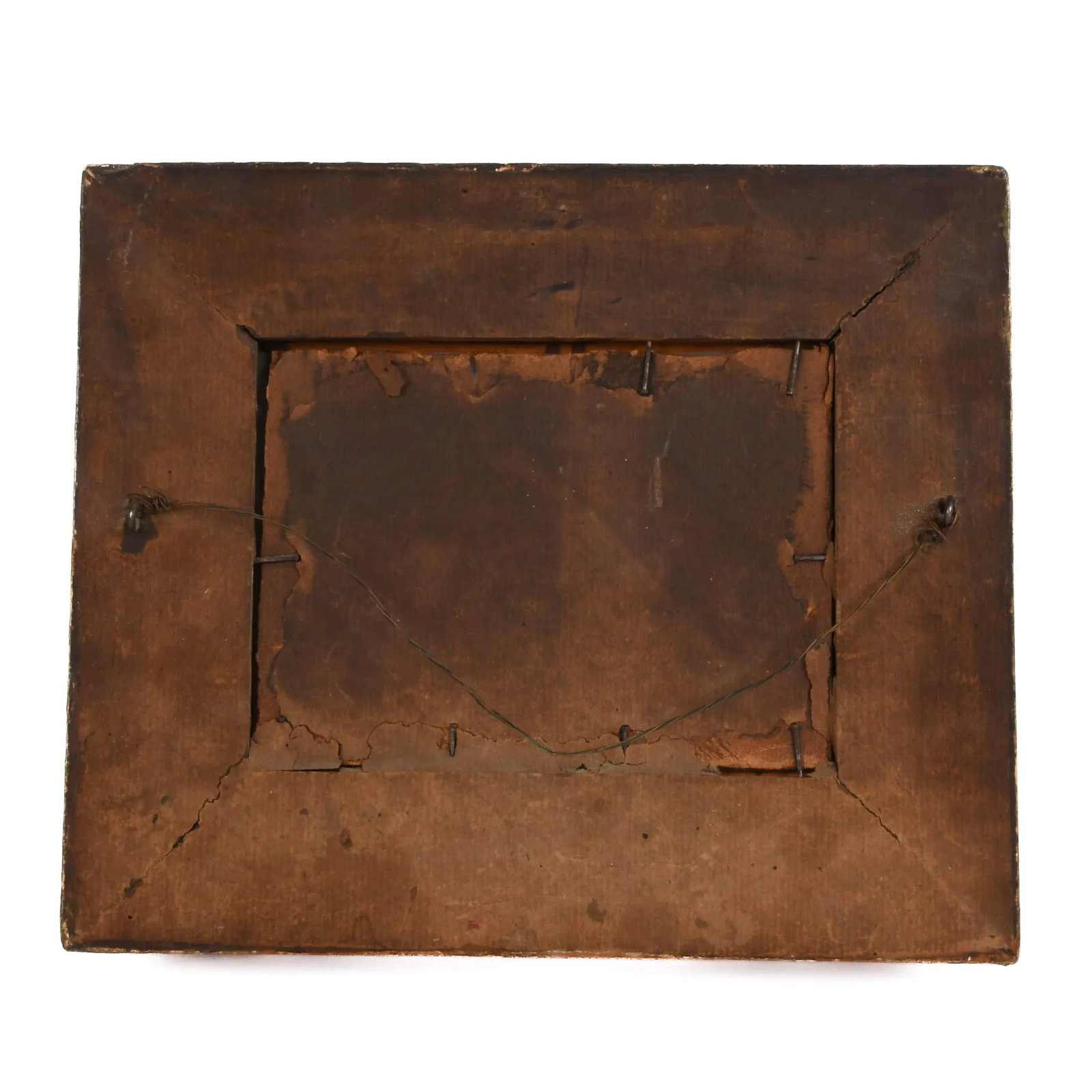 Victorian Ornate Walnut Frame and Print With Leather Banding - 6