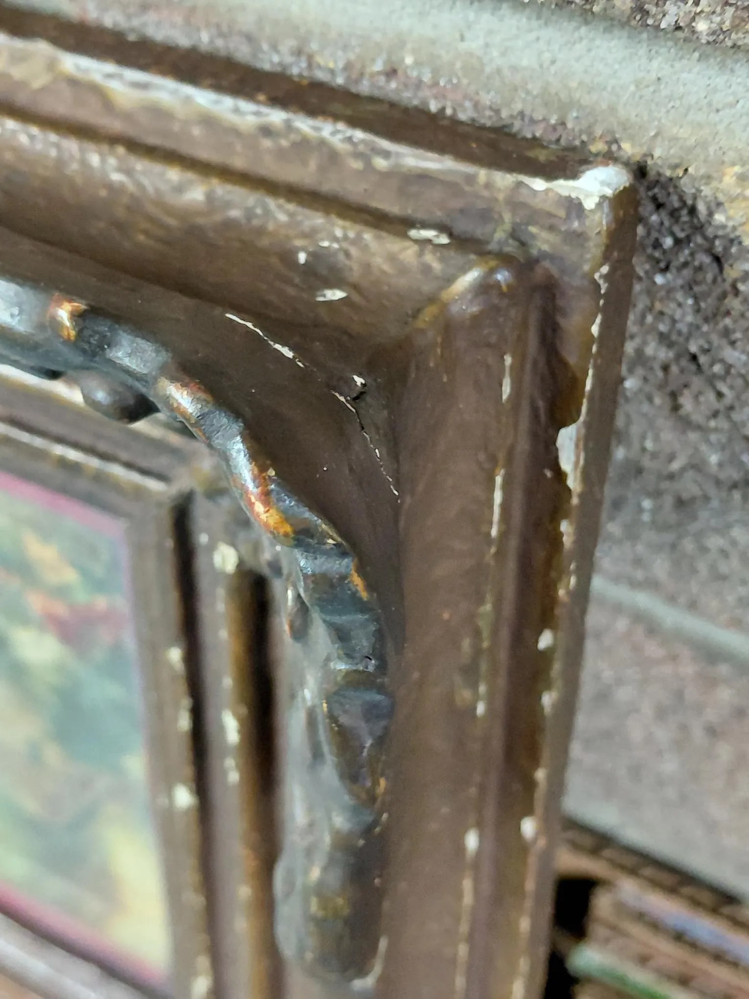 Victorian Ornate Walnut Frame and Print With Leather Banding - 9