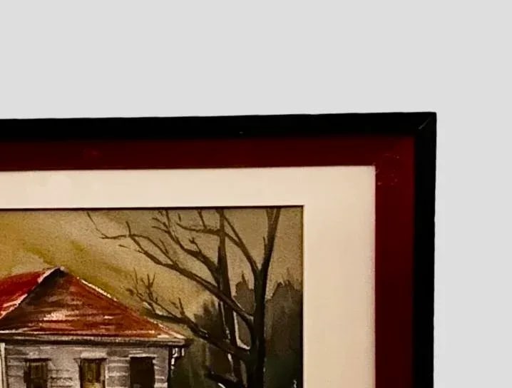 Vintage Watercolor of Southern Mansion in Disrepair Artist Unknown - 2
