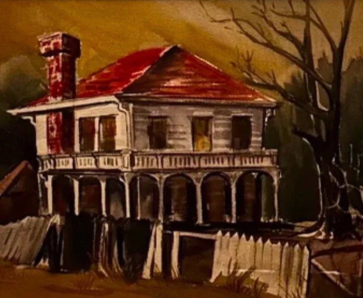 Vintage Watercolor of Southern Mansion in Disrepair Artist Unknown - 5