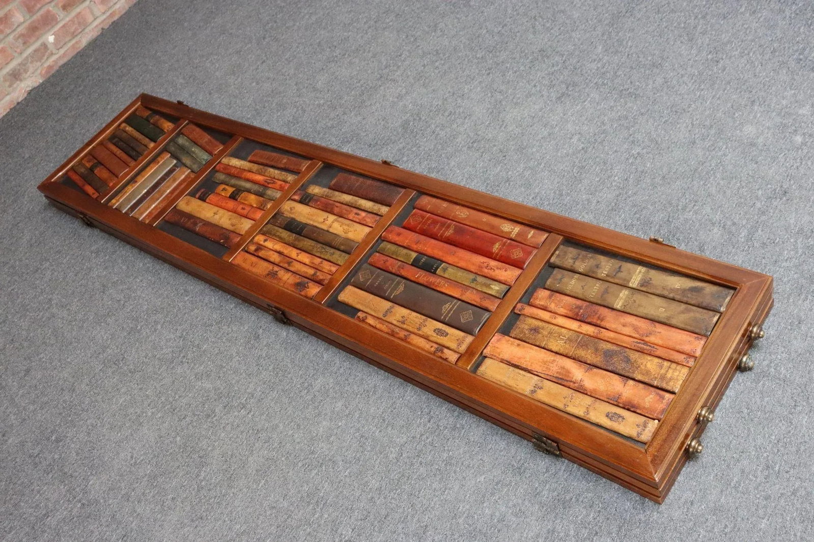 Vintage Italian Trompe l'Oeil Leather Book Library Folding Screen by Sarreid - 6