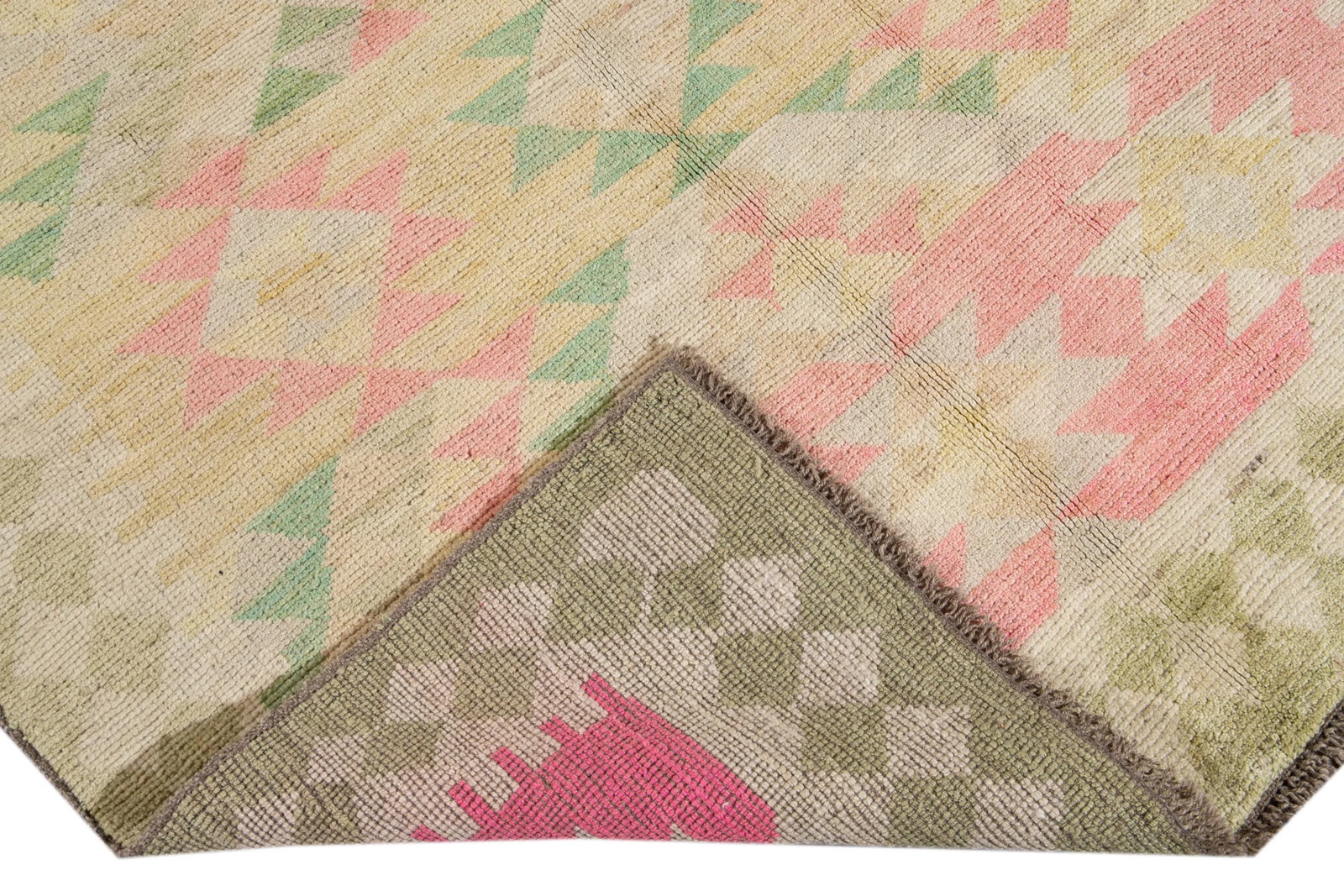 Yellow Modern Oushak Handmade Wool Rug - 10