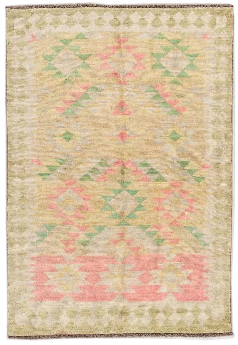 Yellow Modern Oushak Handmade Wool Rug - 13