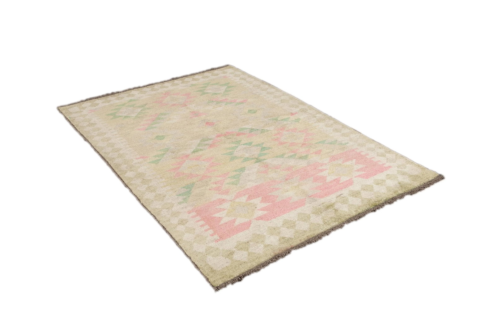 Yellow Modern Oushak Handmade Wool Rug - 6