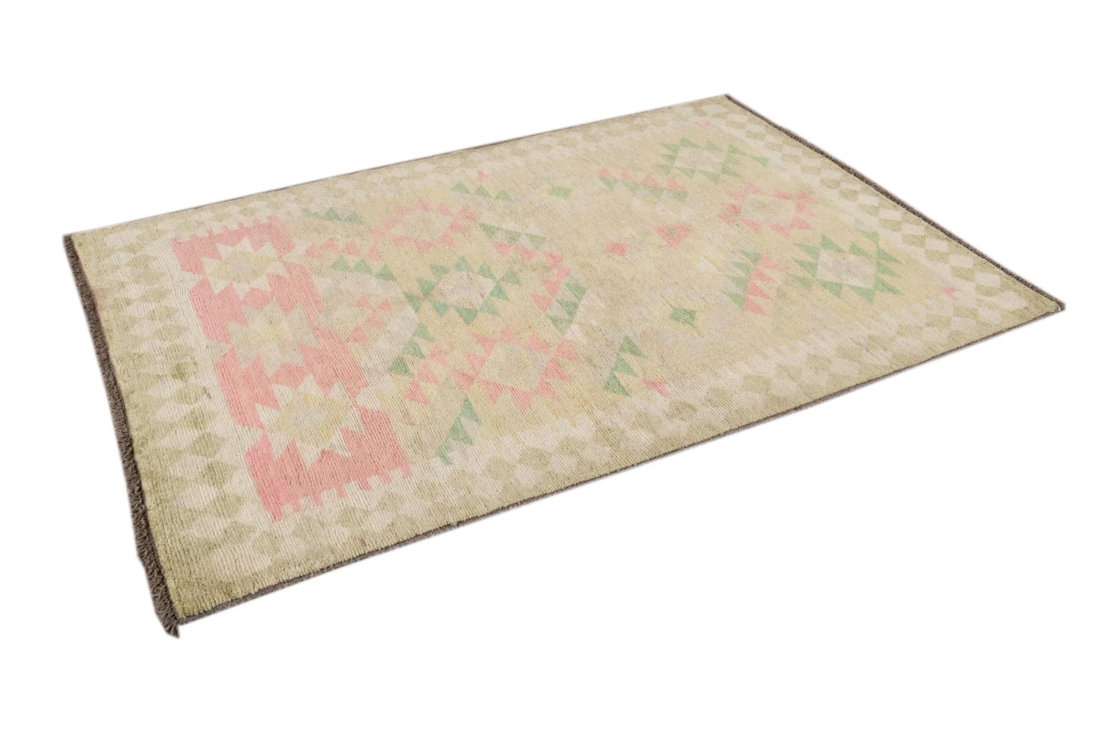 Yellow Modern Oushak Handmade Wool Rug - 7