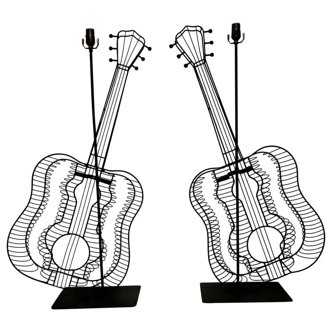 Mid 20th Century Fredrick Weinberg Style Guitar Lamps - a Pair - 10