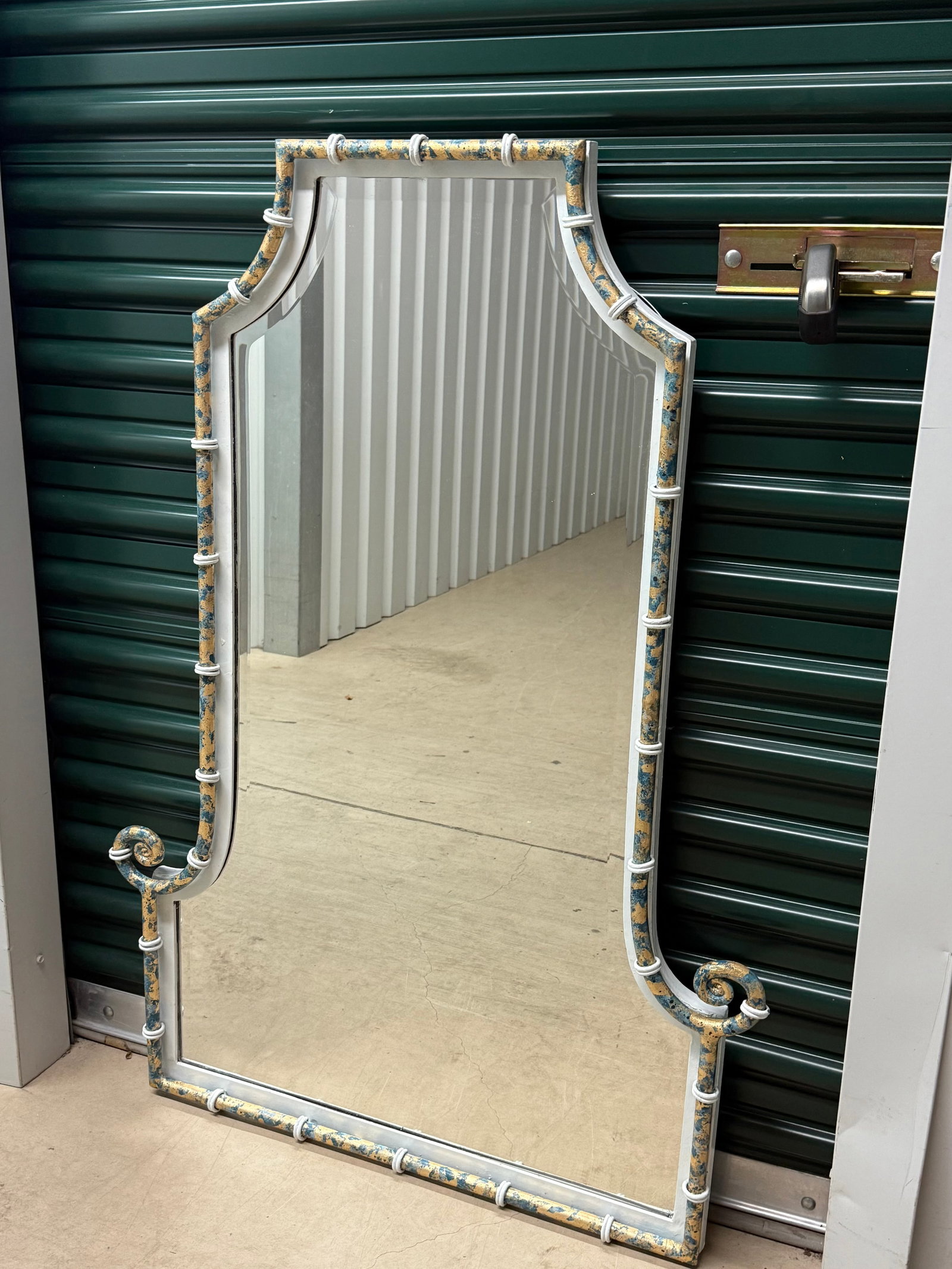 Vintage Palm Beach Regency Uttermost Chinoiserie Pagoda Wall Mirror - Bespoke Blue and Gold Finish - - 3