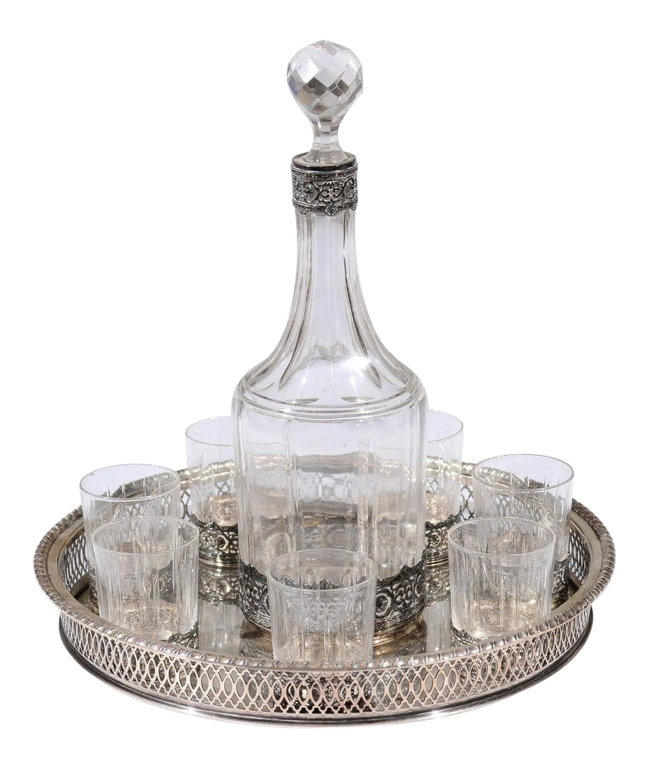 English 19th Century Silver & Crystal Cocktail Set- 9 Pieces (1 of 12)