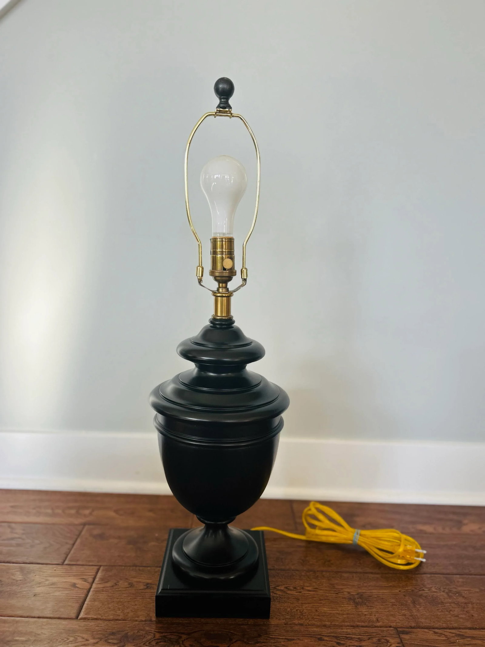 Late 20th Century Sculptural Solid Wood Pedestal Table Lamp With Pleated Silk Shade - 3