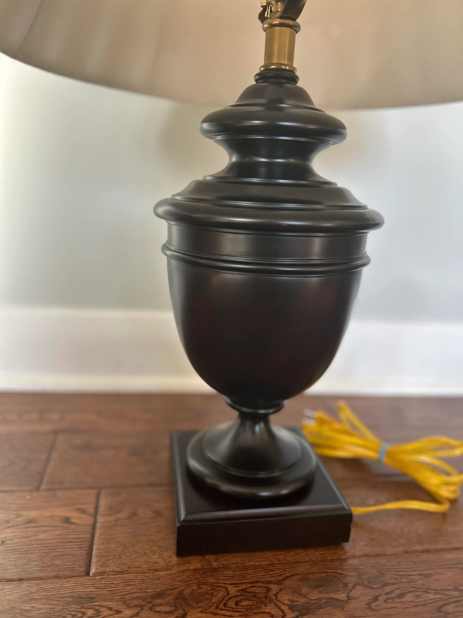 Late 20th Century Sculptural Solid Wood Pedestal Table Lamp With Pleated Silk Shade - 6