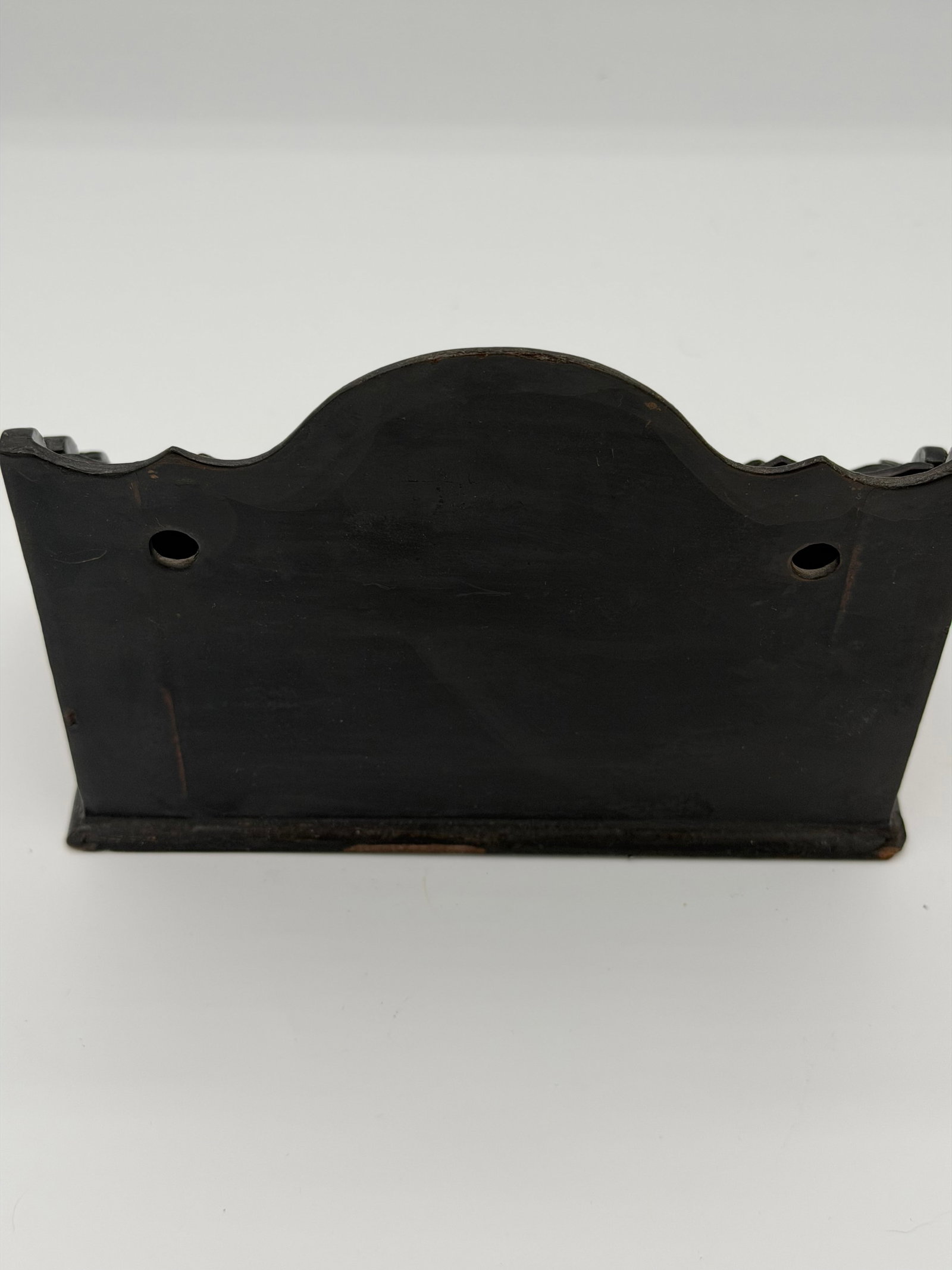 Victorian Japanese Export Black. Lacquer Chinoiserie Wall Pocket Letter Holder - 7