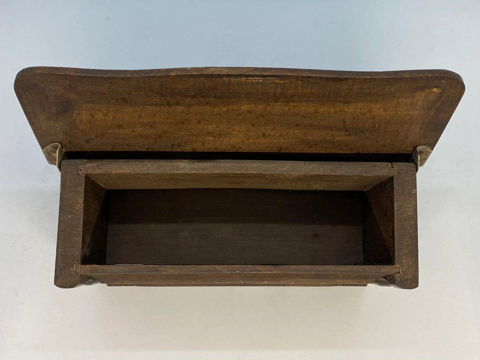 1920's Primitive French Country Cherry Wood Jewelry Casket - 11