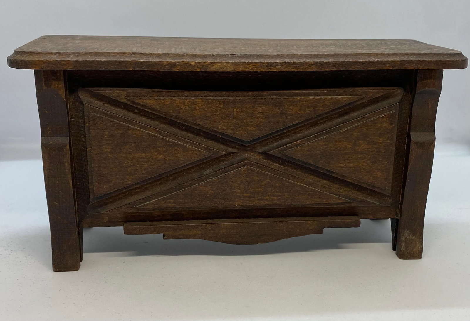 1920's Primitive French Country Cherry Wood Jewelry Casket - 2