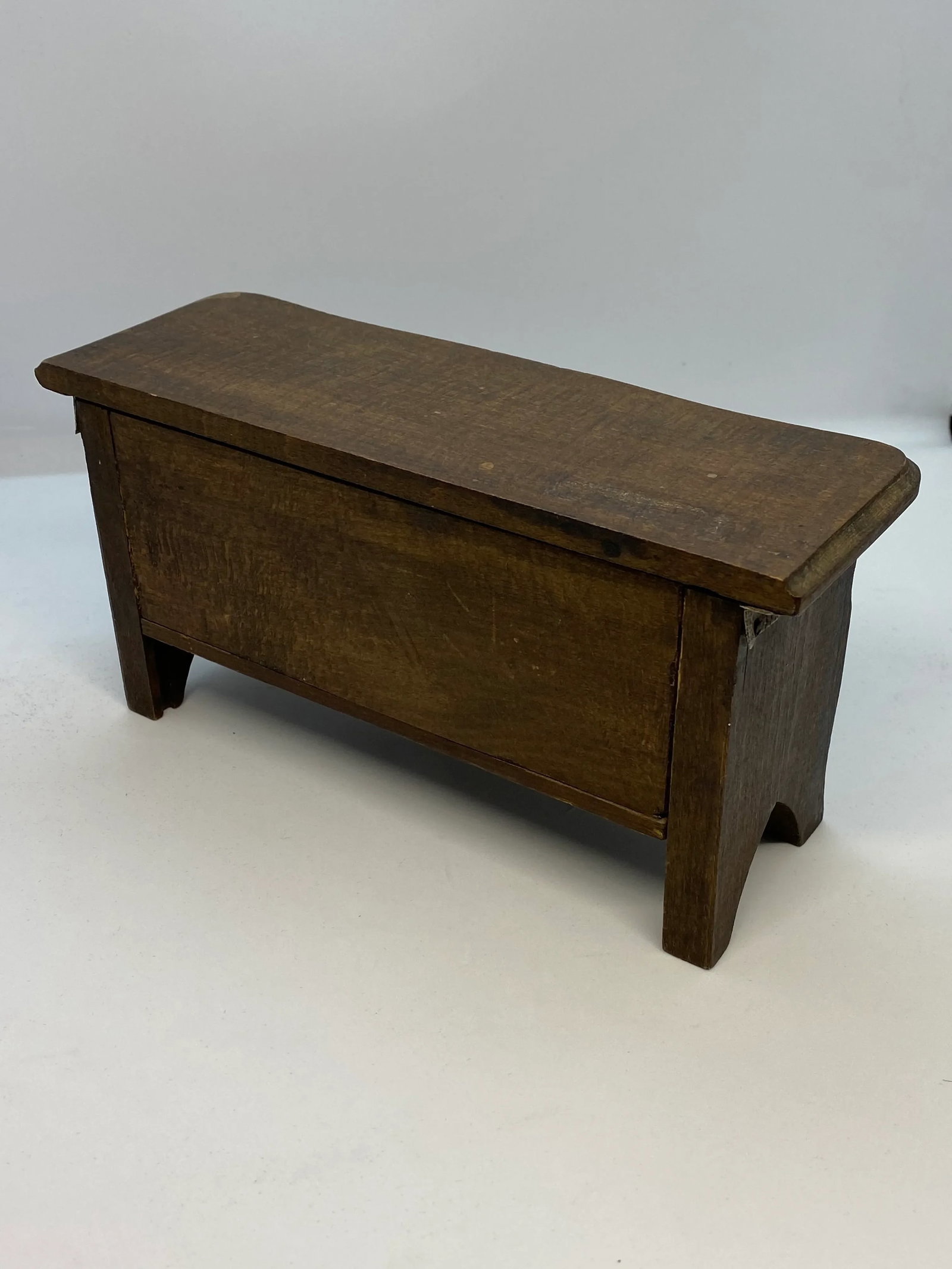 1920's Primitive French Country Cherry Wood Jewelry Casket - 6