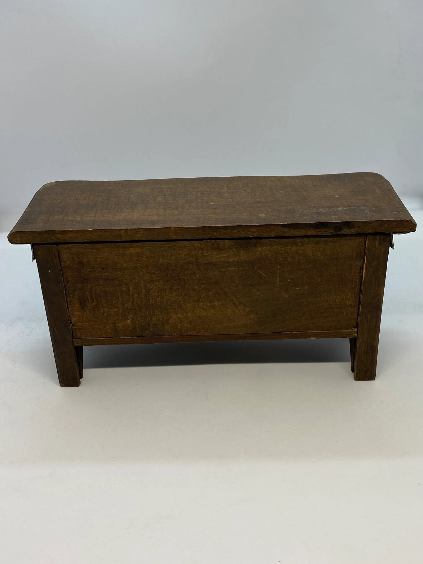 1920's Primitive French Country Cherry Wood Jewelry Casket - 7
